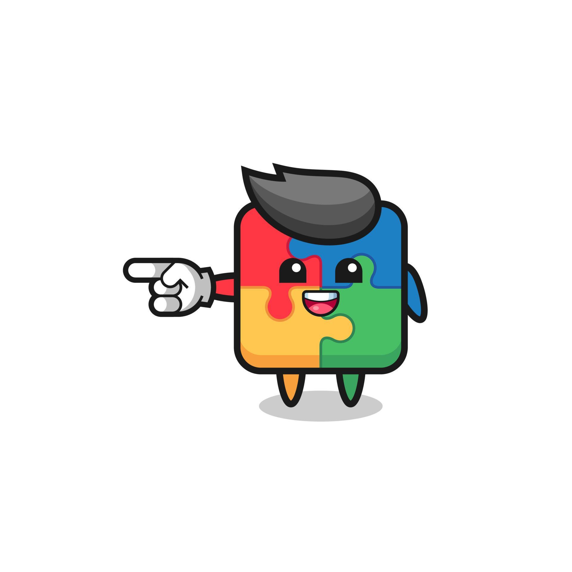 puzzle cartoon with pointing left gesture 4425018 Vector Art at Vecteezy