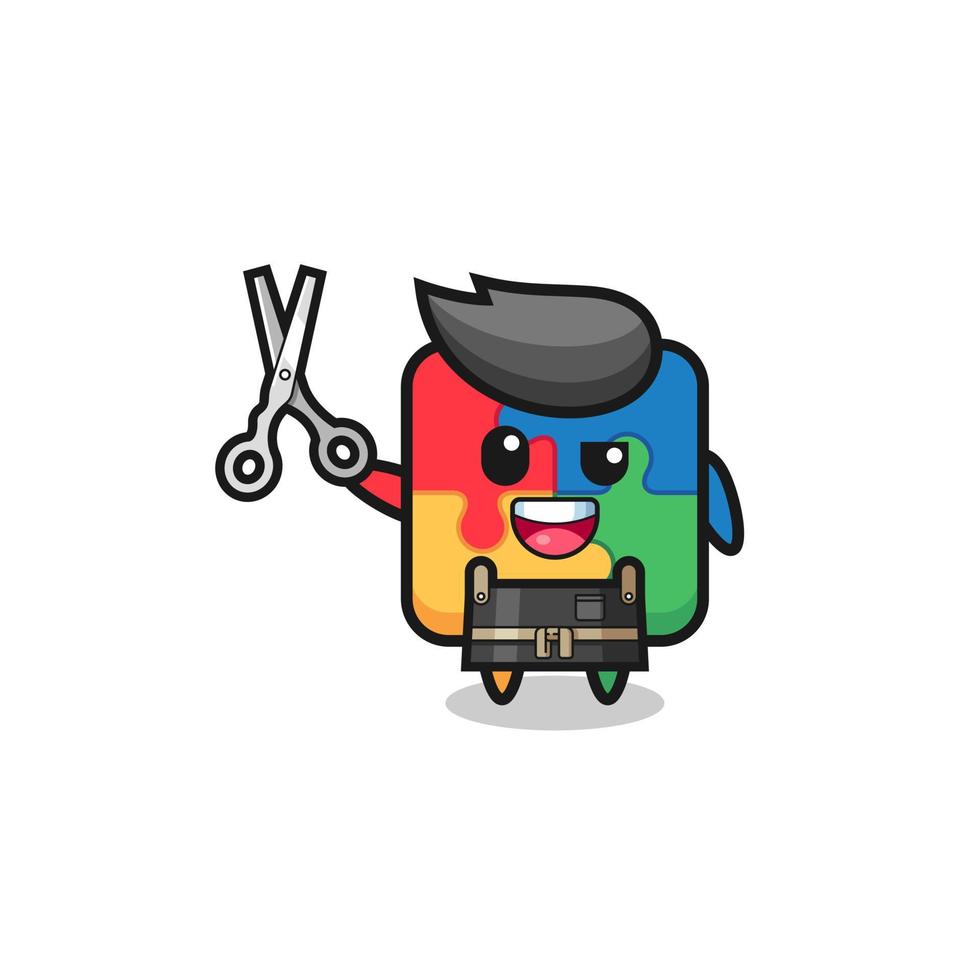 puzzle character as barbershop mascot vector