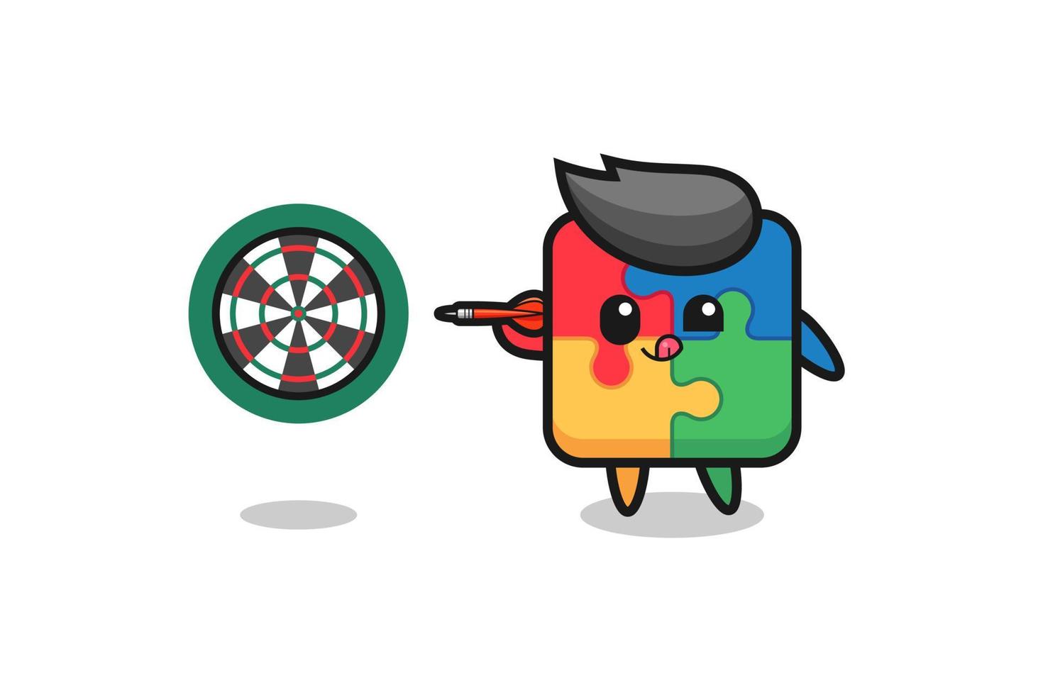 cute puzzle is playing dart vector