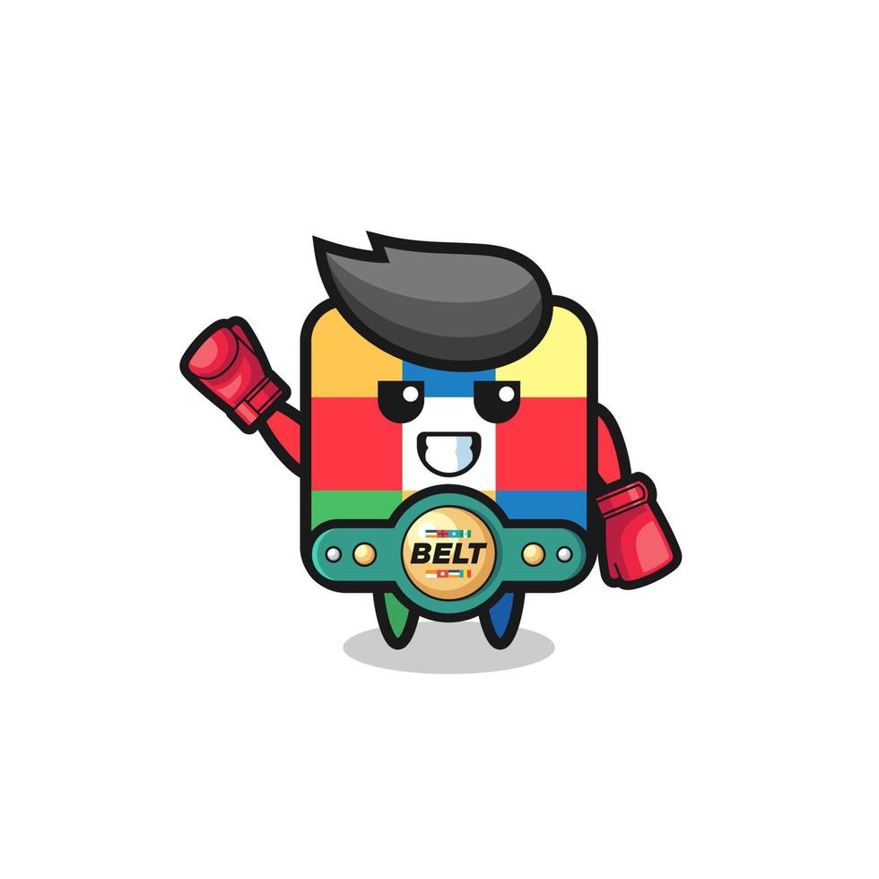 cube puzzle boxer mascot character vector