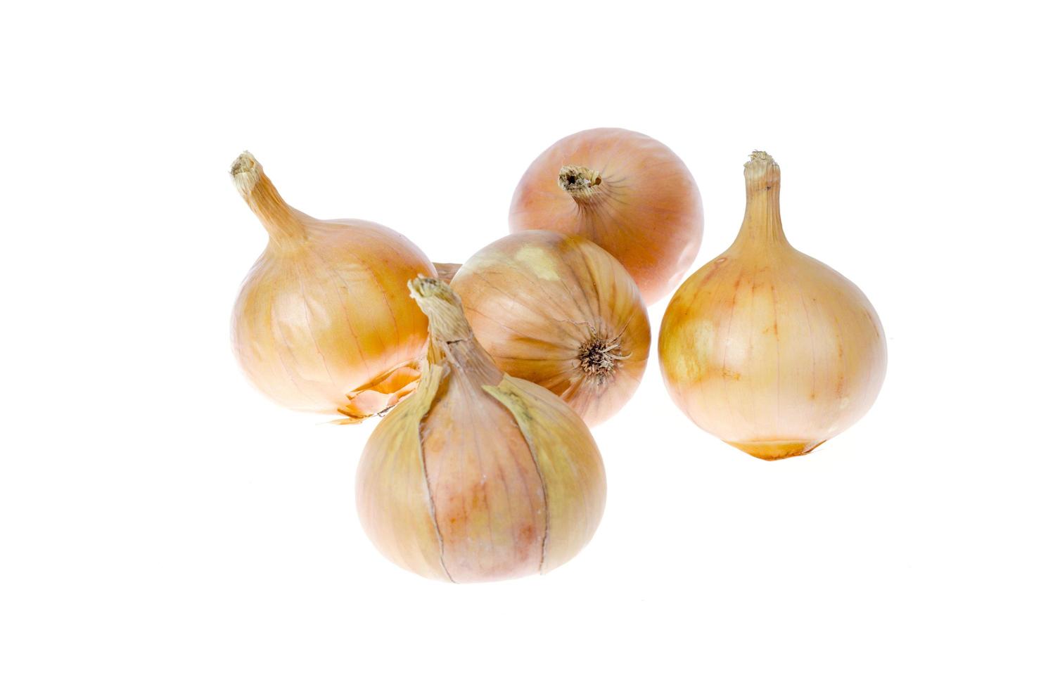 Golden onions isolated on white. Studio Photo