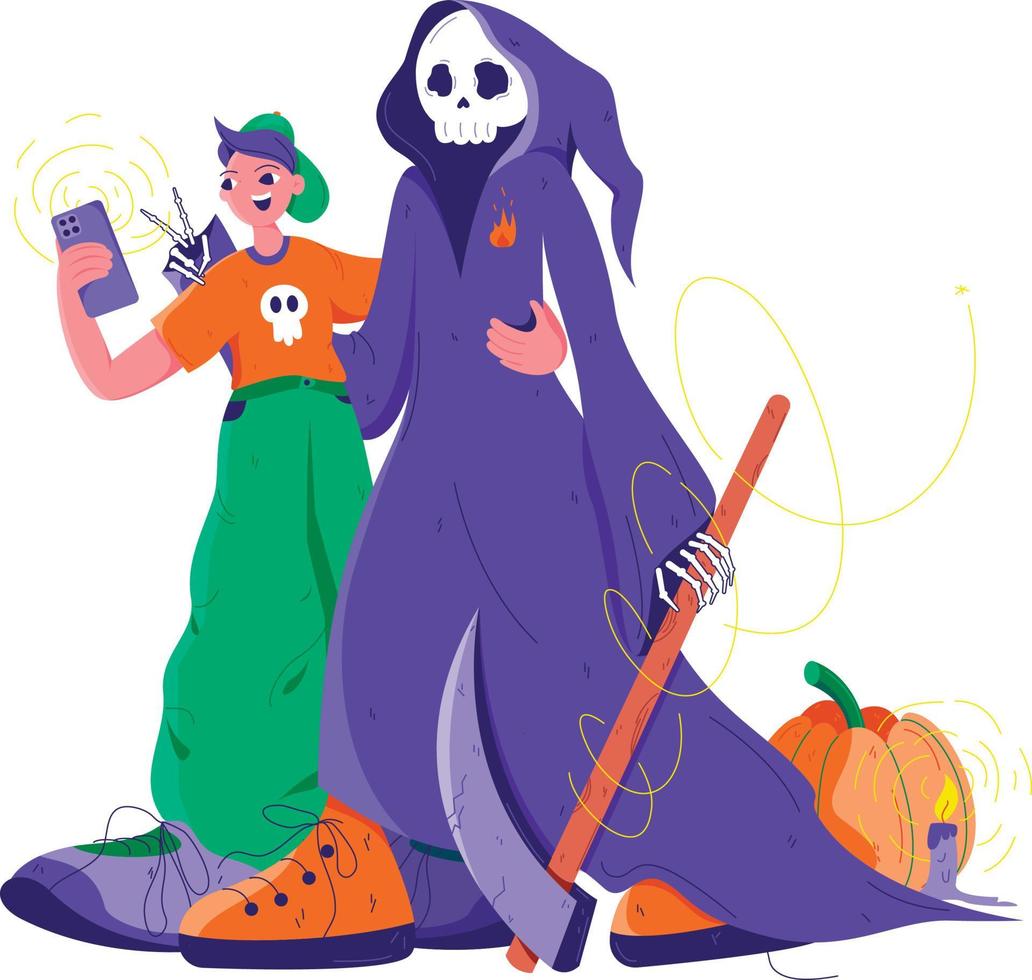 Selfie With Scary Demon vector