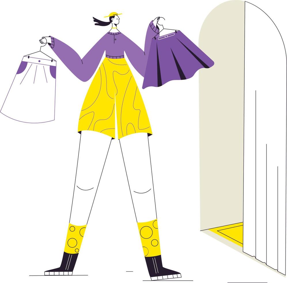 Woman outside changing room vector