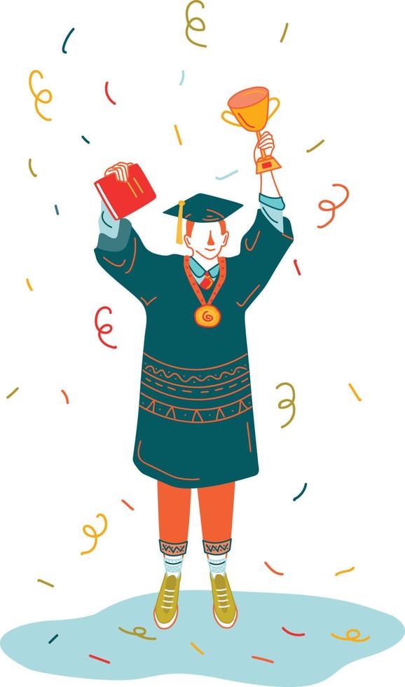 Student celebrate graduation vector