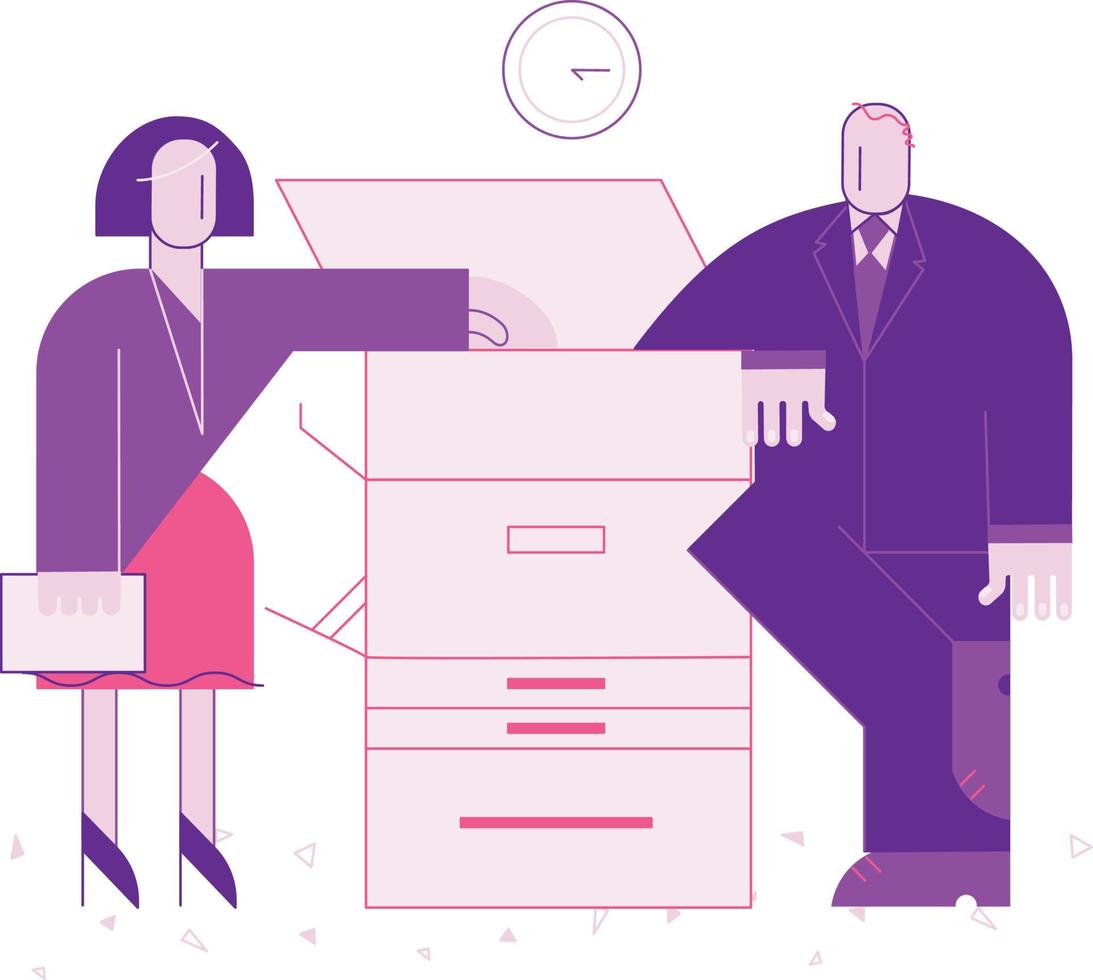 Business people talking near Xerox machine vector