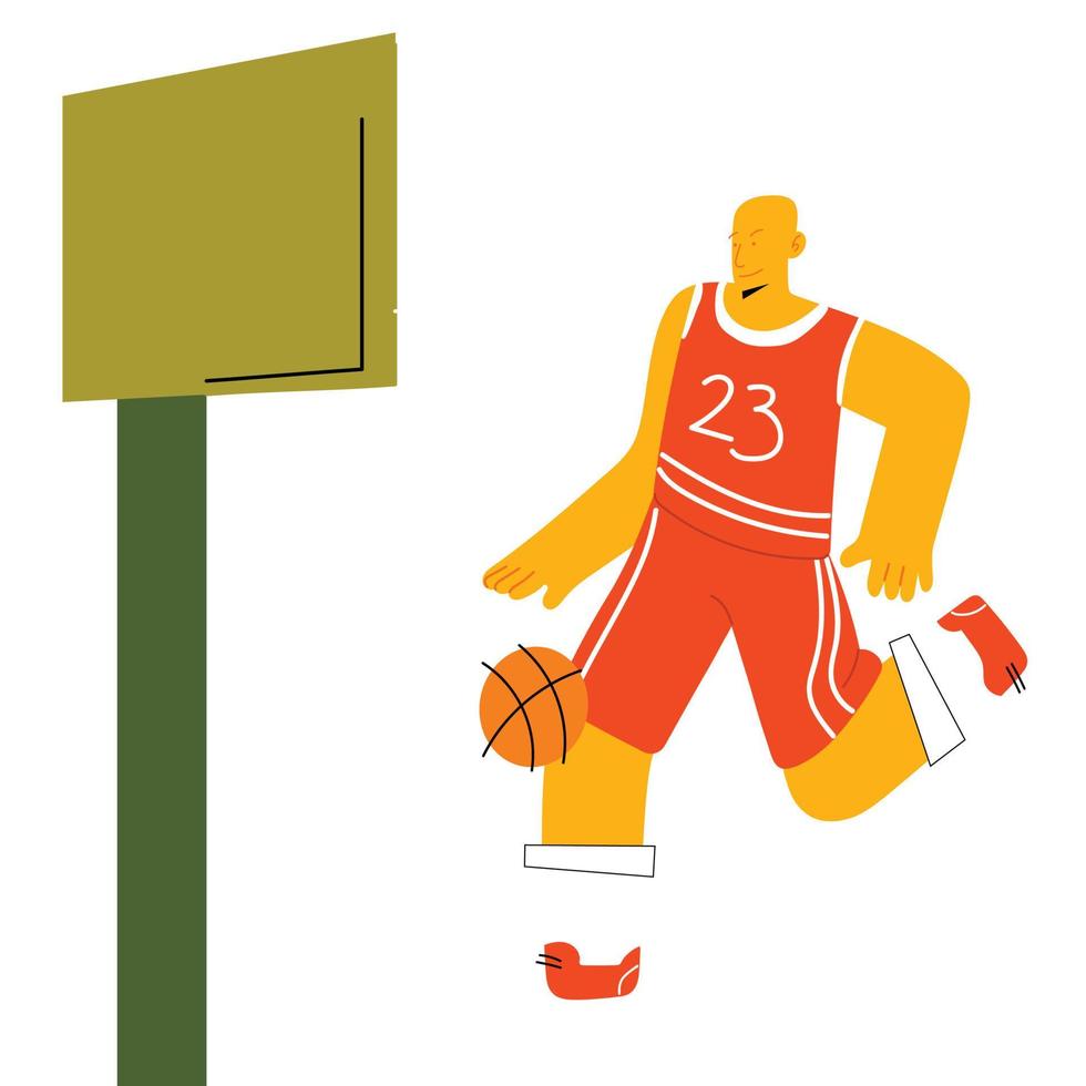 hombre jugando baloncesto vector