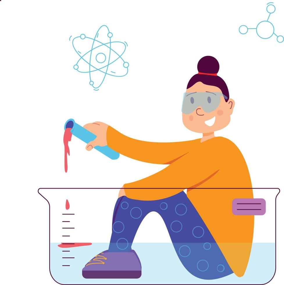 Girl doing experiments on herself vector