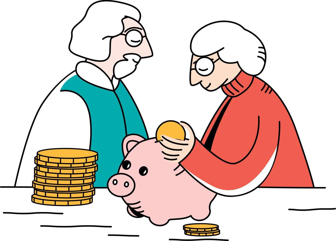 Aged couple doing savings vector