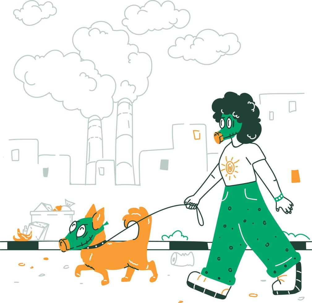 Girl and air pollution vector