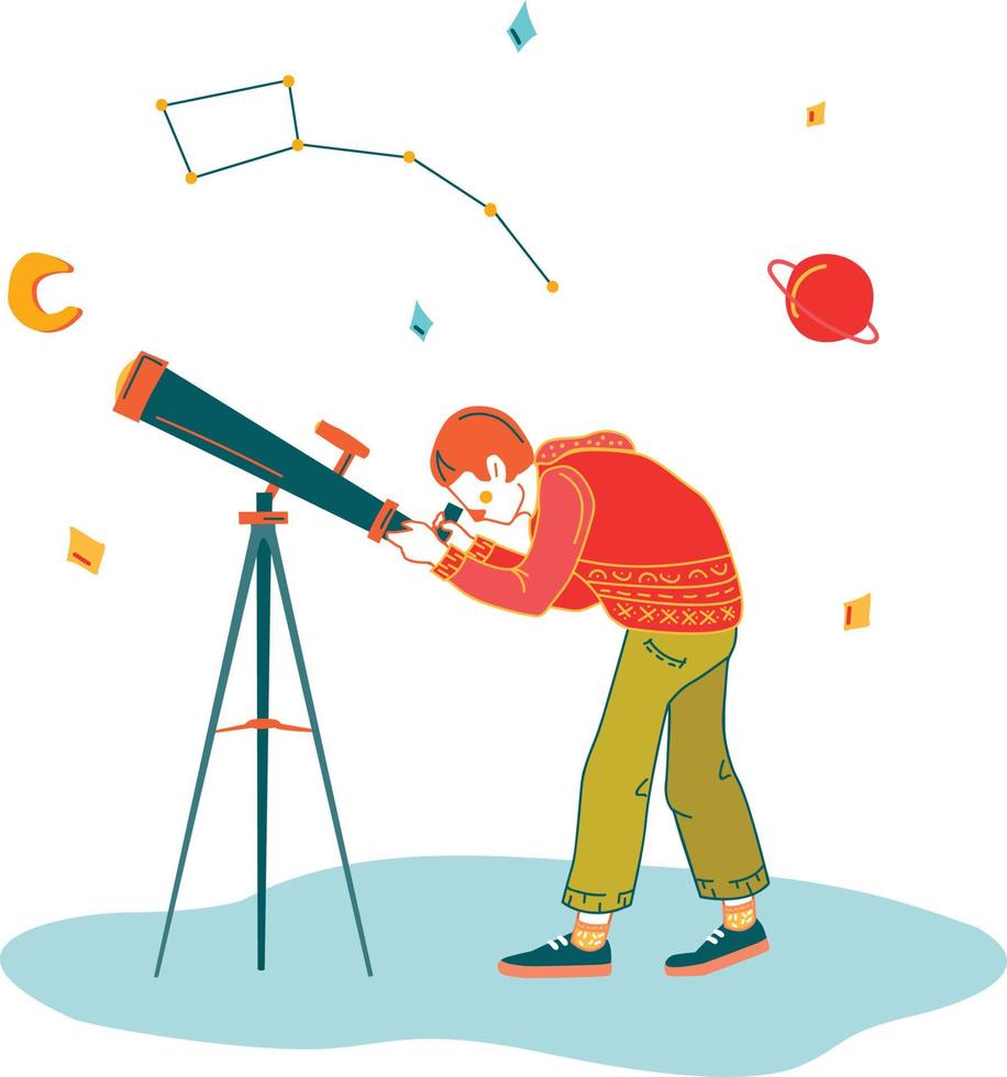 guy studying astranomy vector