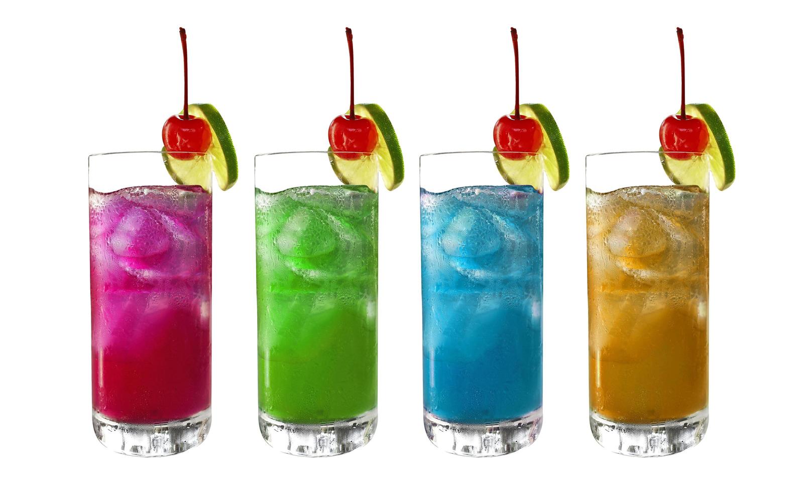 group of cocktail from juice on white background photo