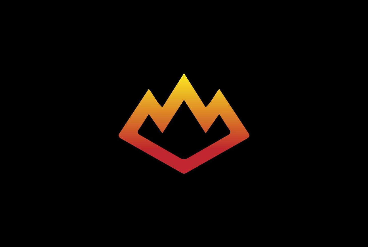 Simple Minimalist Mountain Fire Flame for Sport Apparel or Energy Logo Design Vector