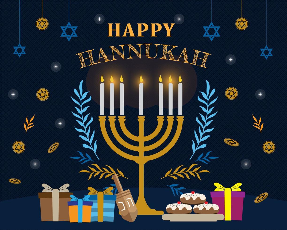 fondo de saludo de hanukkah vector