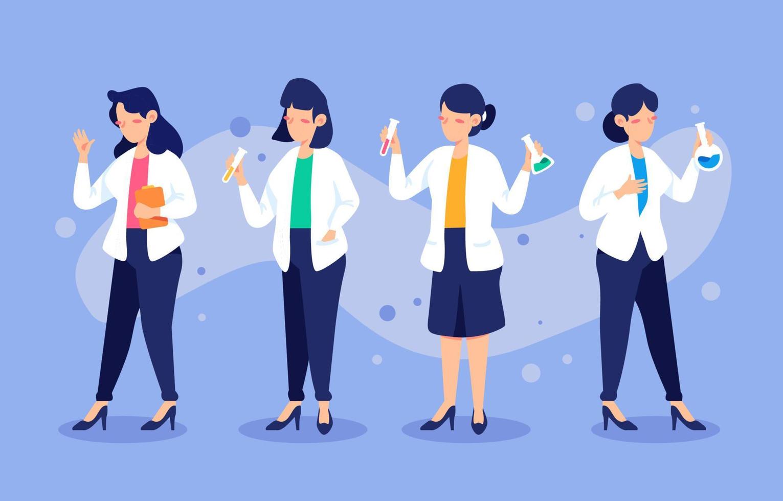 Set of Female Scientist Character vector