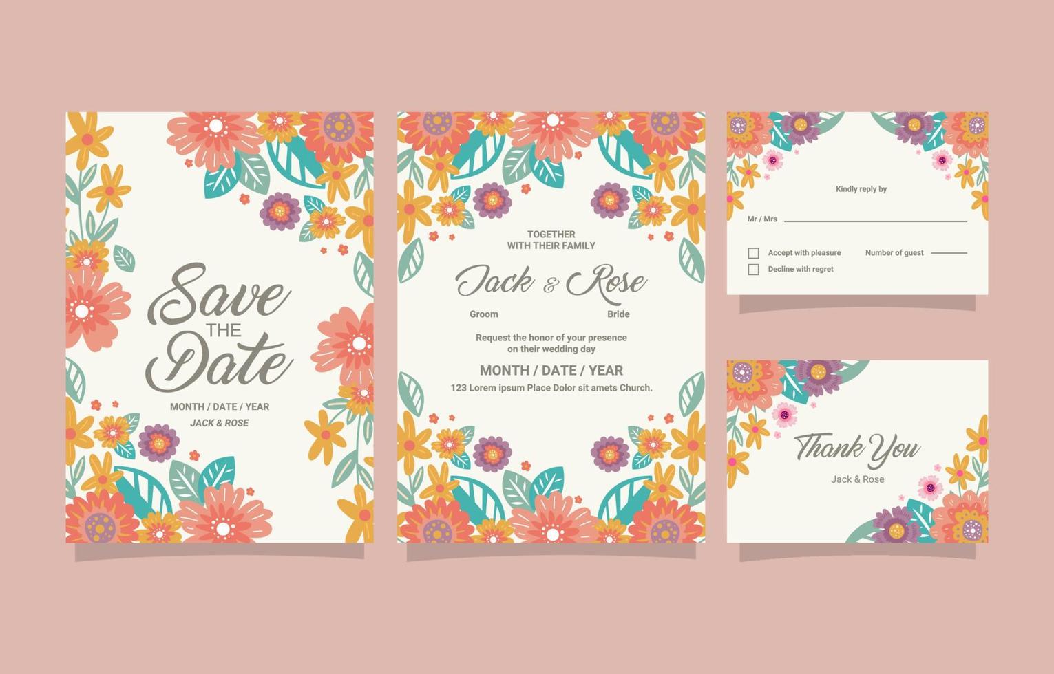 plantilla de invitación de boda vector