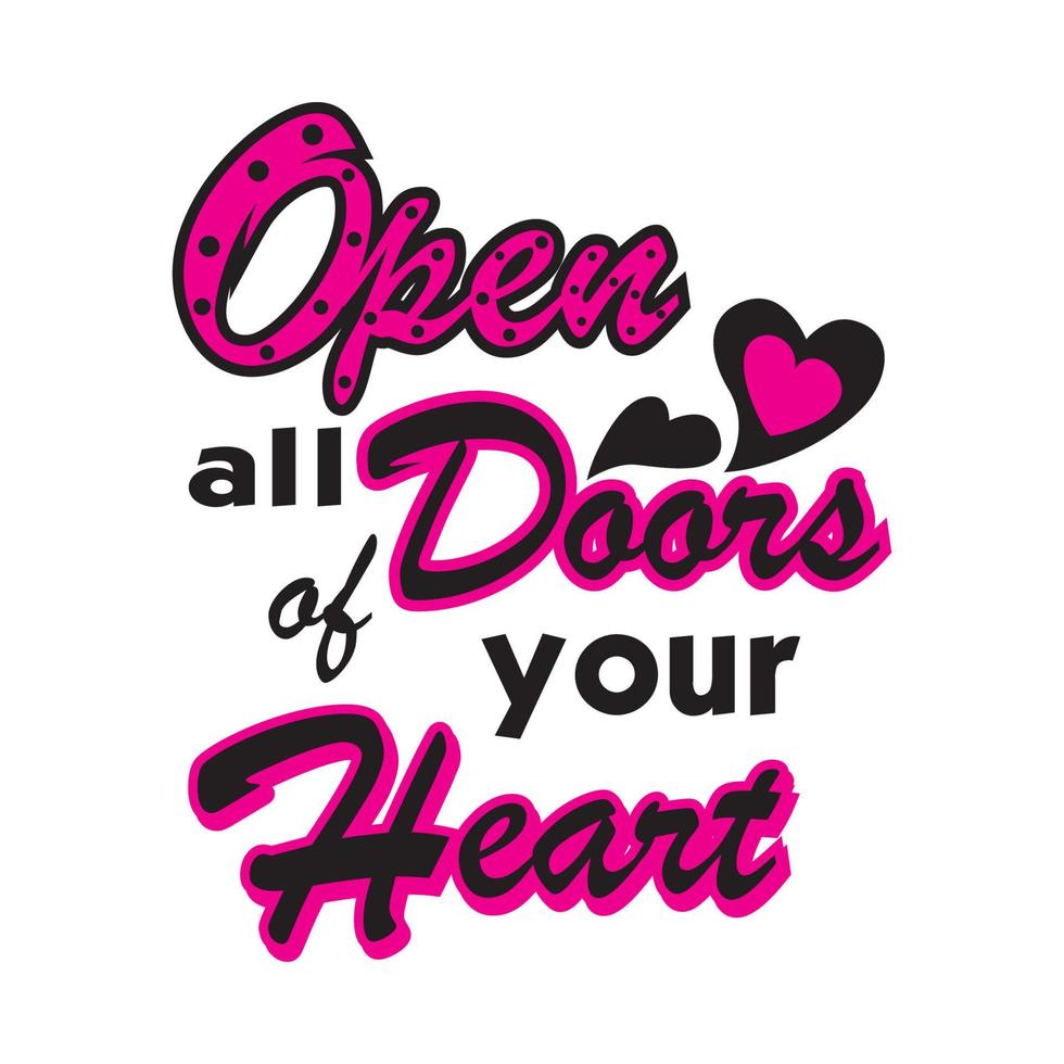 open your heart vector illustration - editable - for girl shirt print