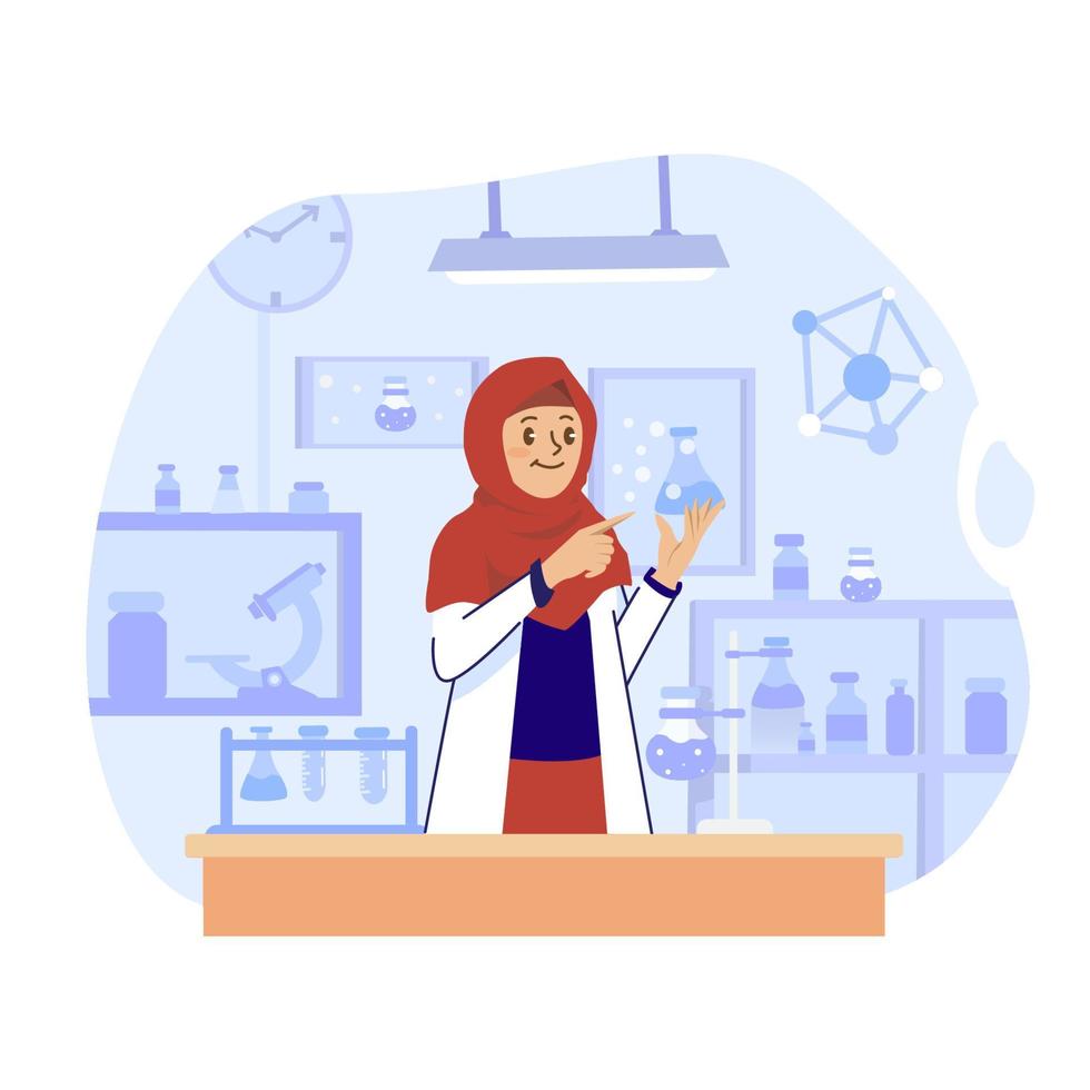 Female Scientist Works in Laboratory vector
