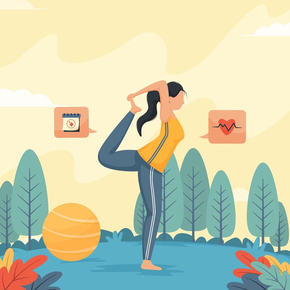 Women Doing Yoga for New Year Resolution vector