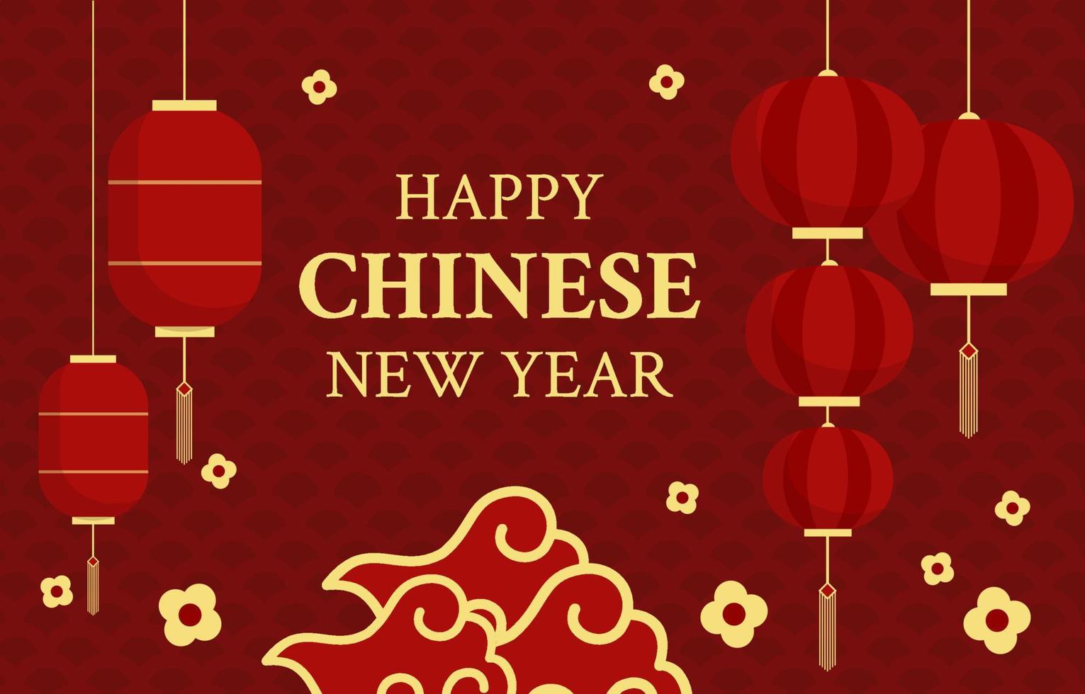 Chinese New Year Background with Red Lantern vector