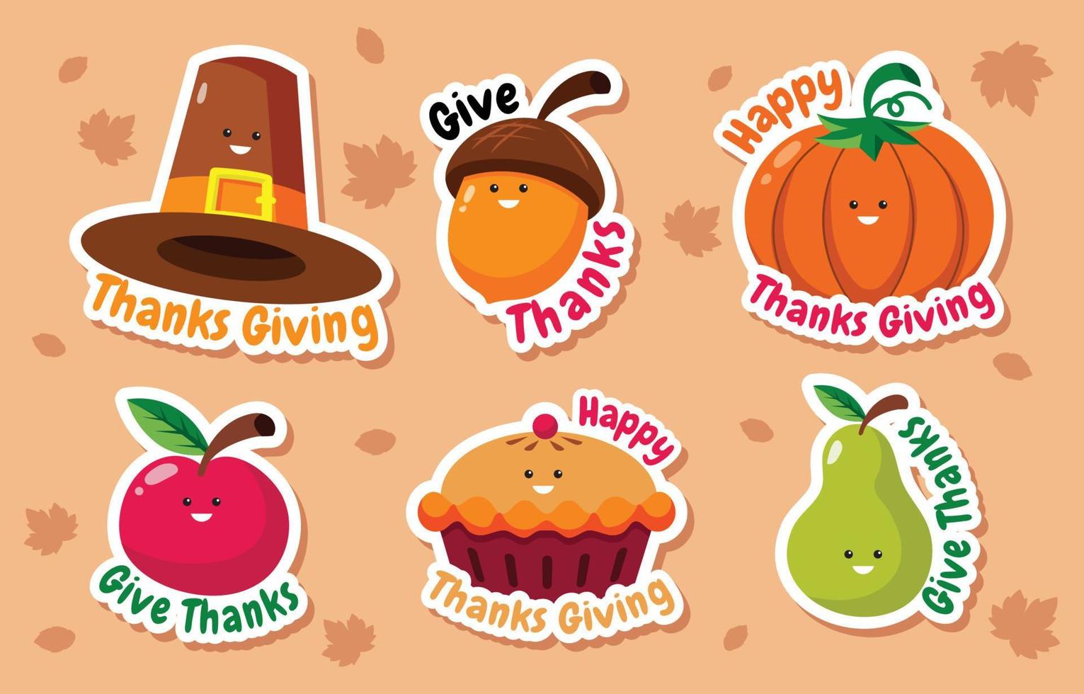 Thanksgiving Dinner Sticker Set vector