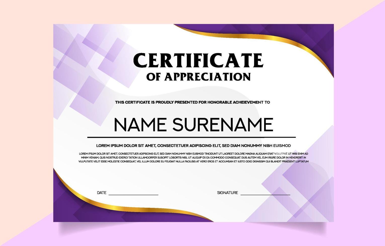 Purple Business Certificate Template vector