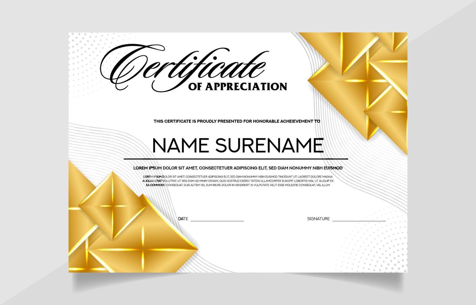 Golden Luxury Certificate Template vector