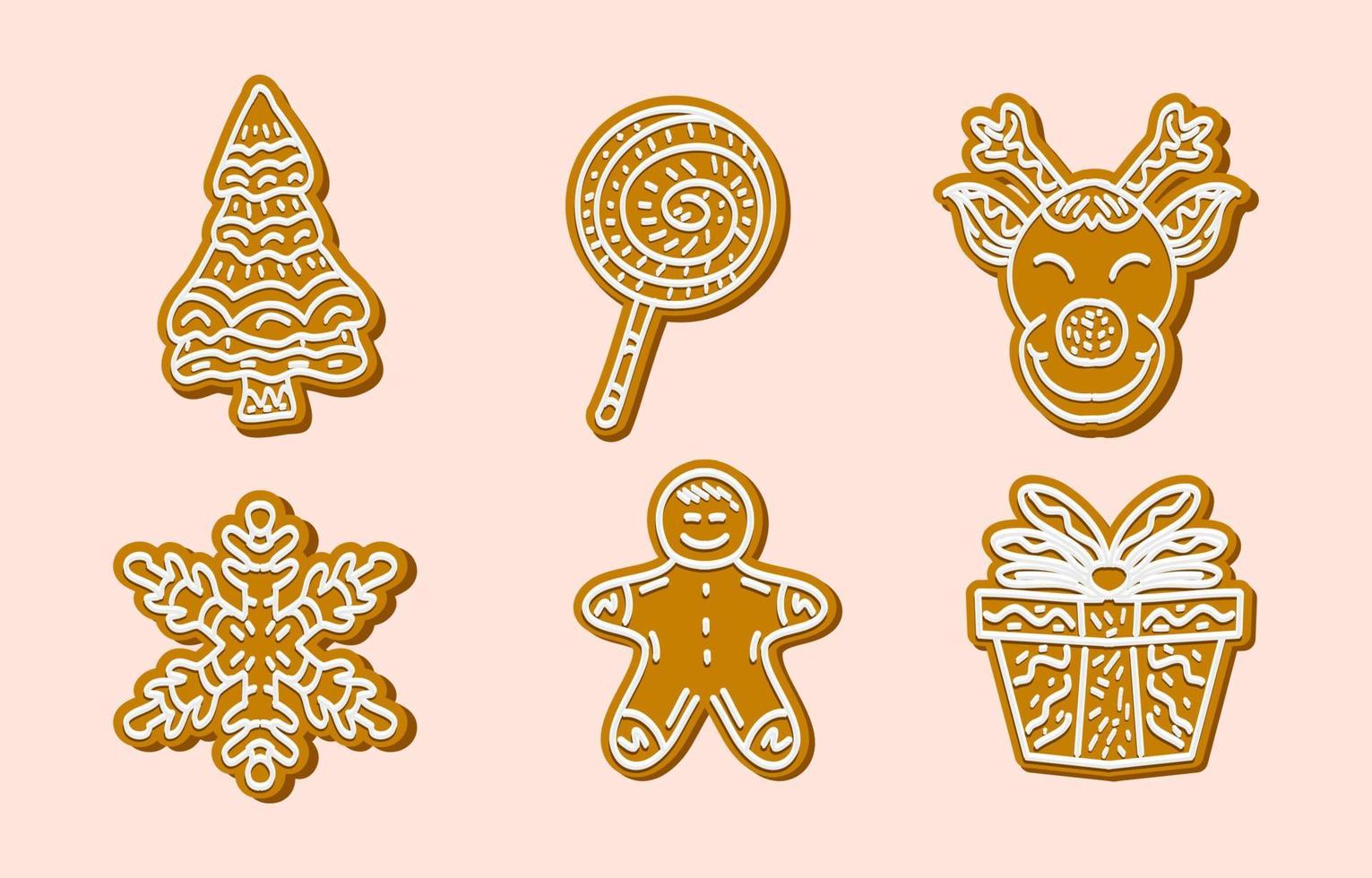 Set of Ginger Breads Icons vector