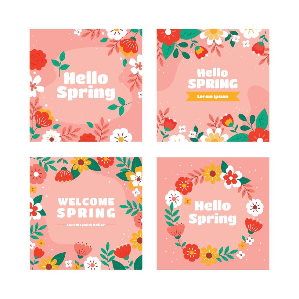 Calming Pink Colorful Spring Flower Social Media Post vector