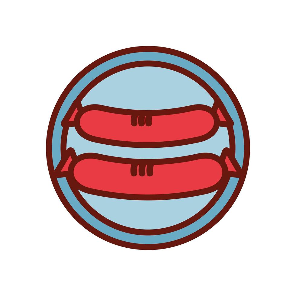 sausage on a plate over a white background vector