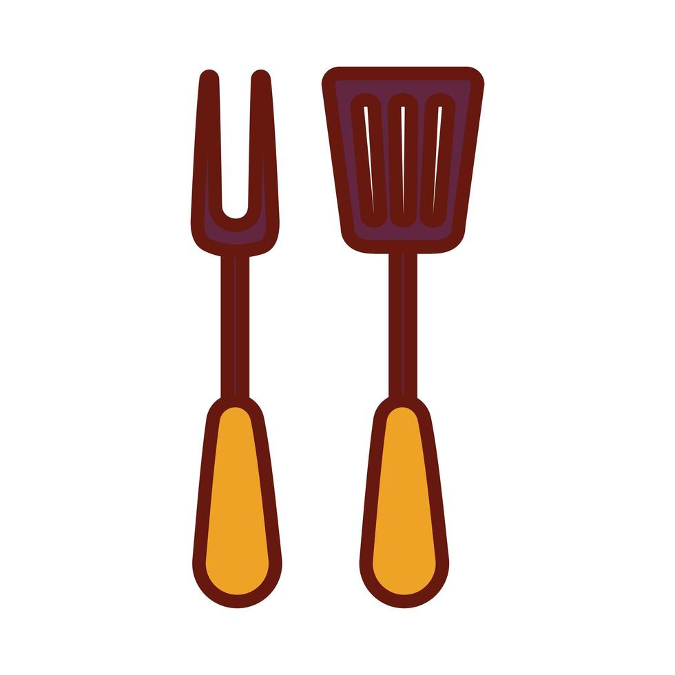 fork and spatula on a white background vector