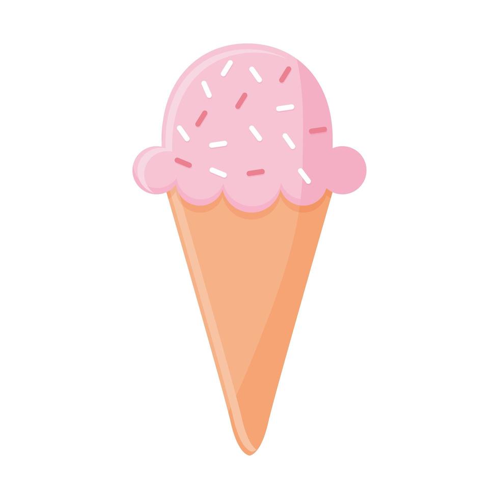 ice cream with a pink color in a cone vector