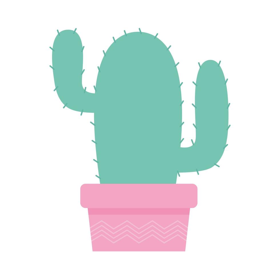 Cactus sobre una maceta de color rosa sobre un fondo blanco. vector