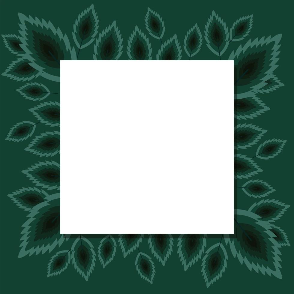 frame with white color over a green leaves background vector