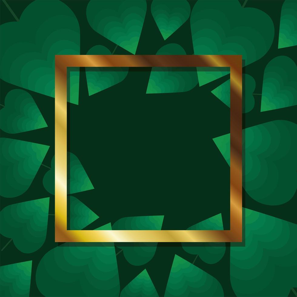 frame with gold color on a green leaves background vector