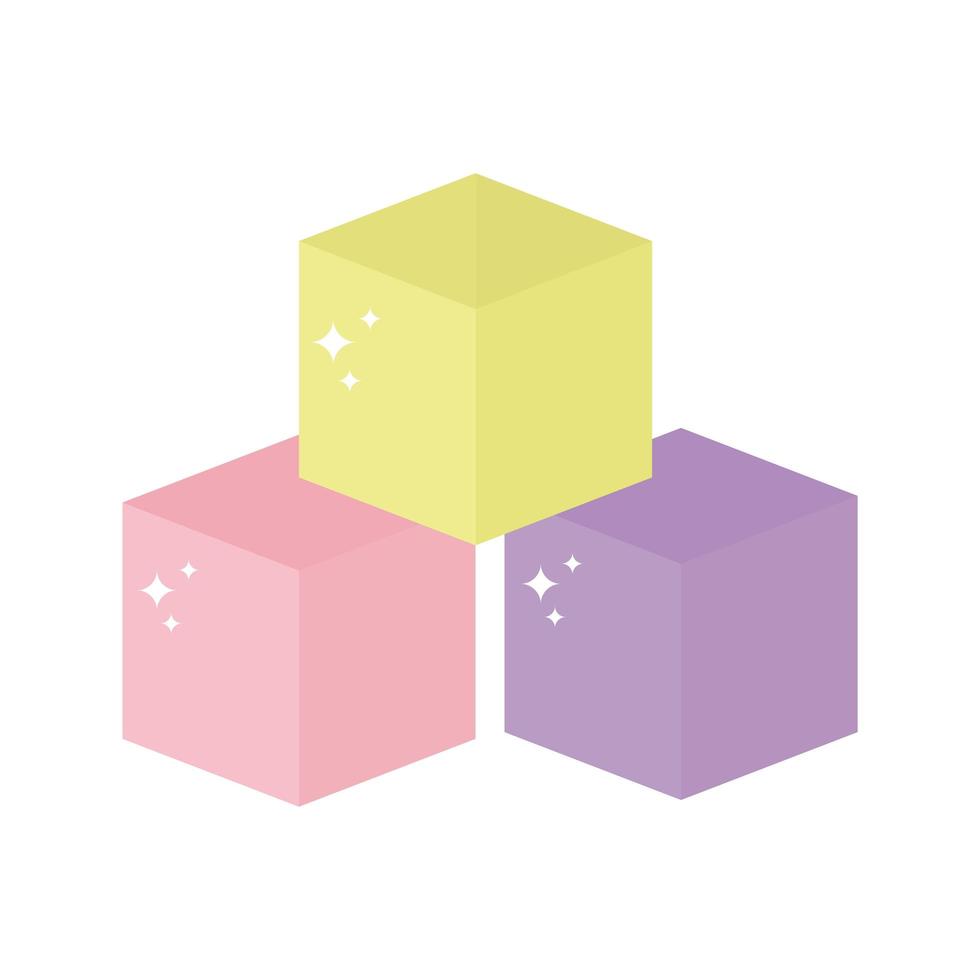 cubes with purple, yellow, pink color vector