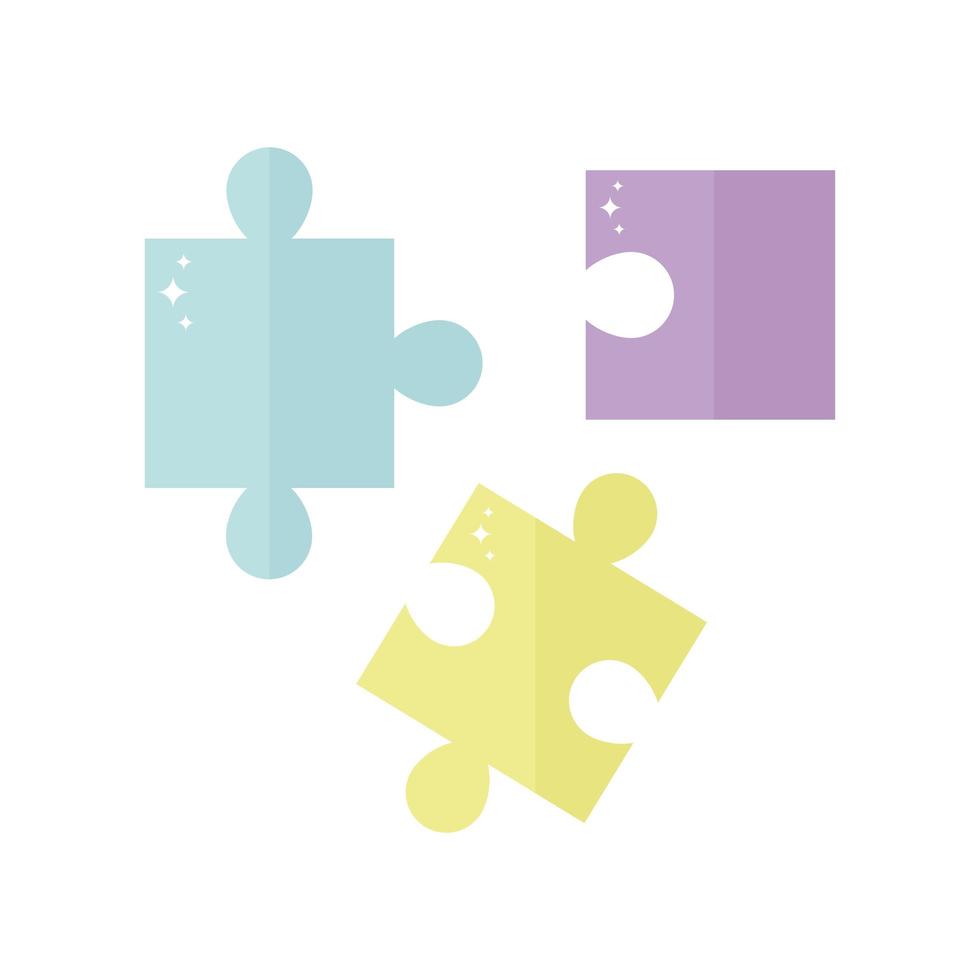 puzzle pieces with purple, yellow and blue color vector