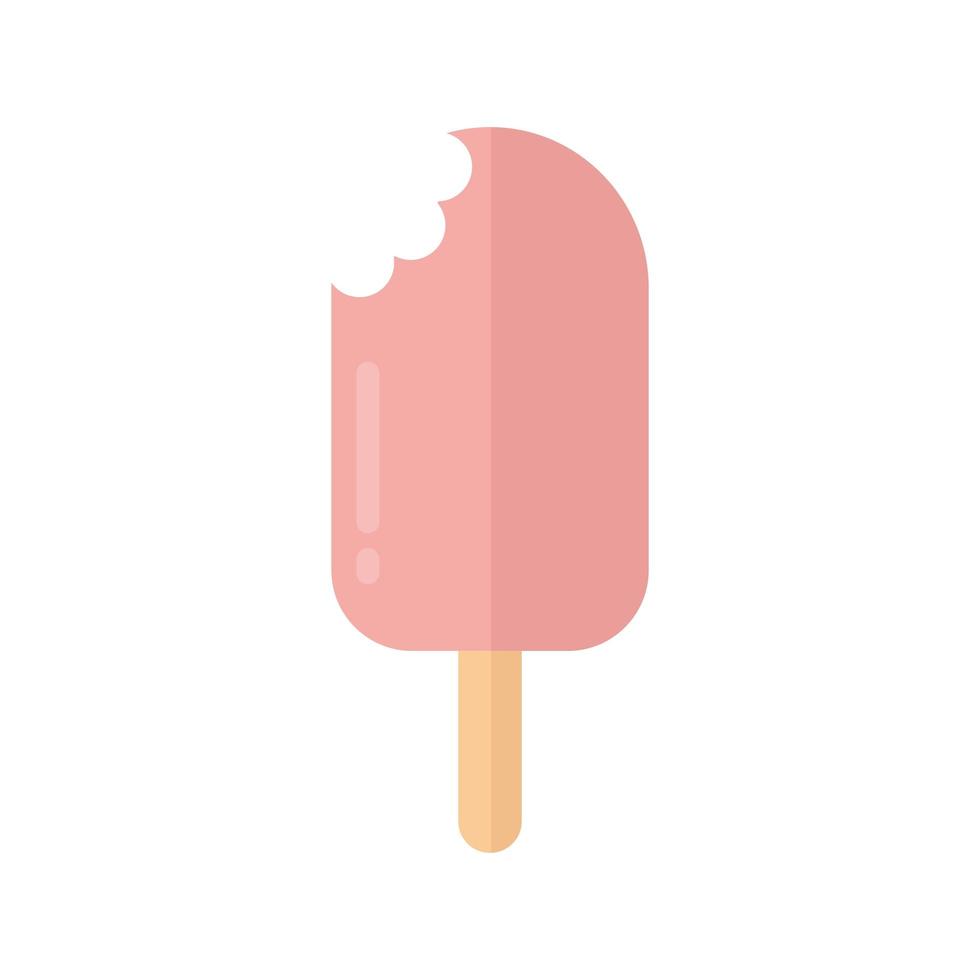 helado con un mordisco y color rosa vector