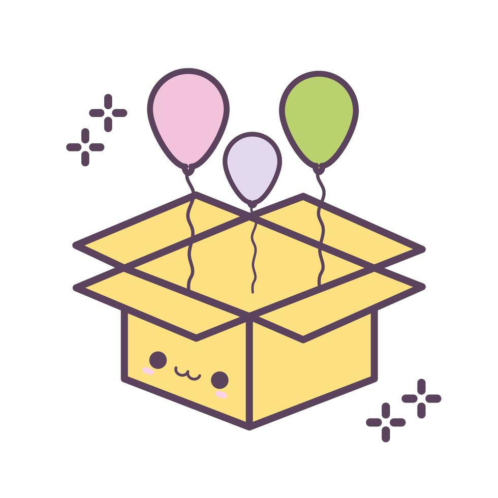 box smiling with balloons coming out of it vector