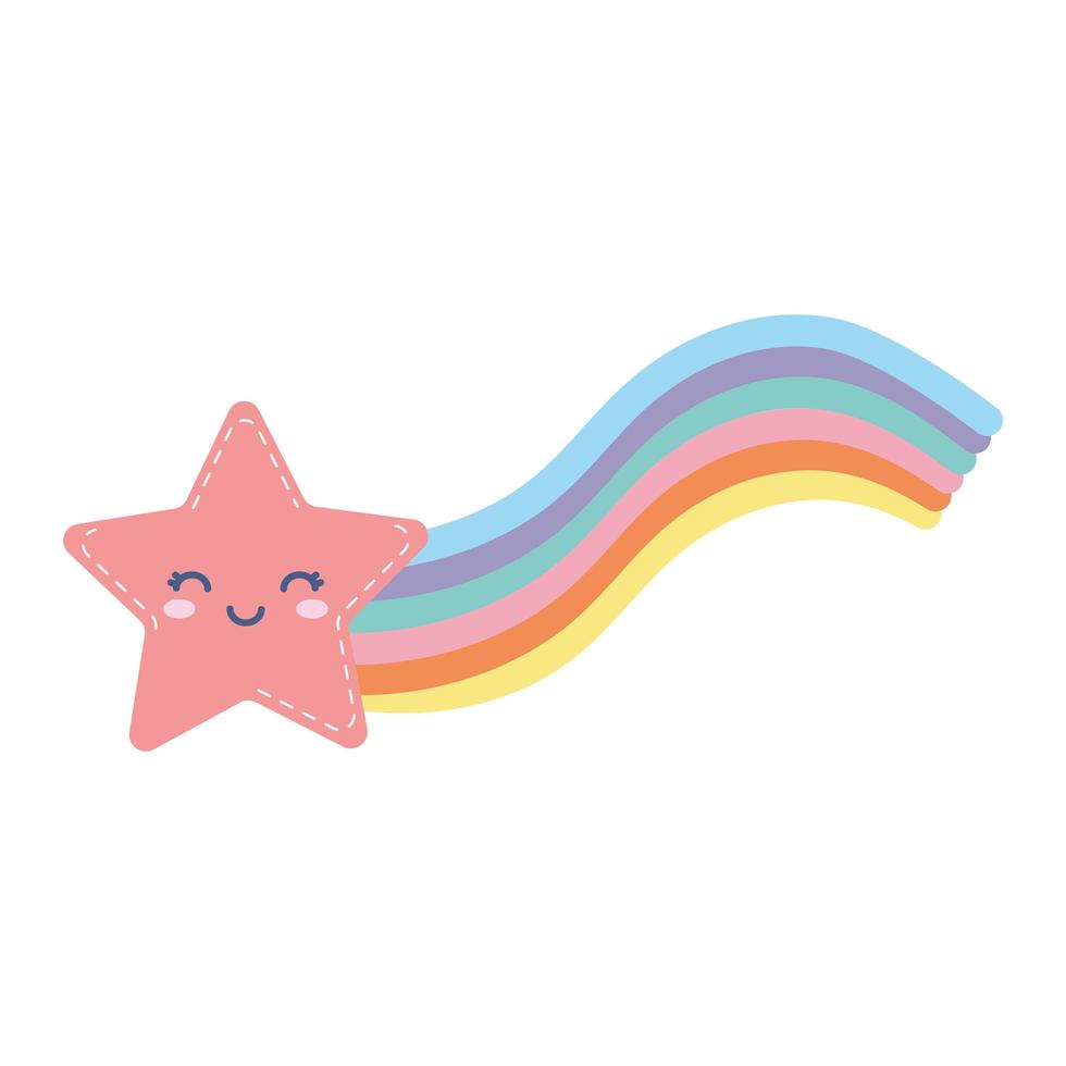 star smiling with one rainbow vector