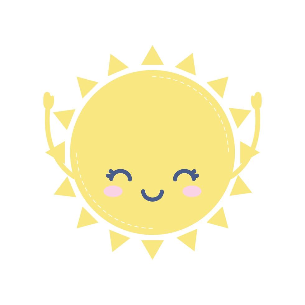 sol sonriente icono de tiempo sobre fondo blanco vector