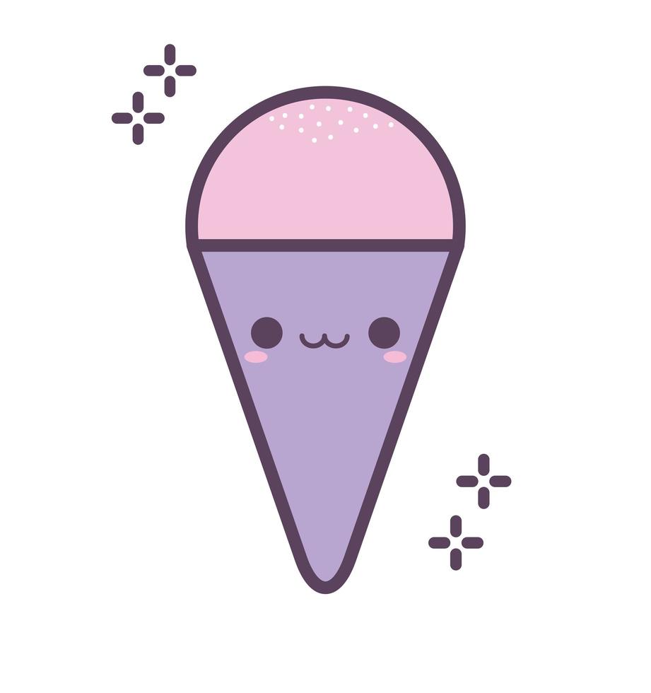 helado con cono morado y sonriendo vector