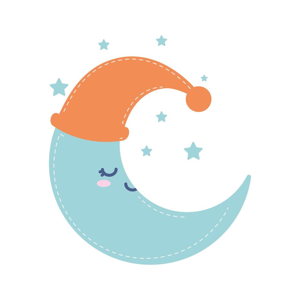 weather icon of a sleepy moon with one hat vector