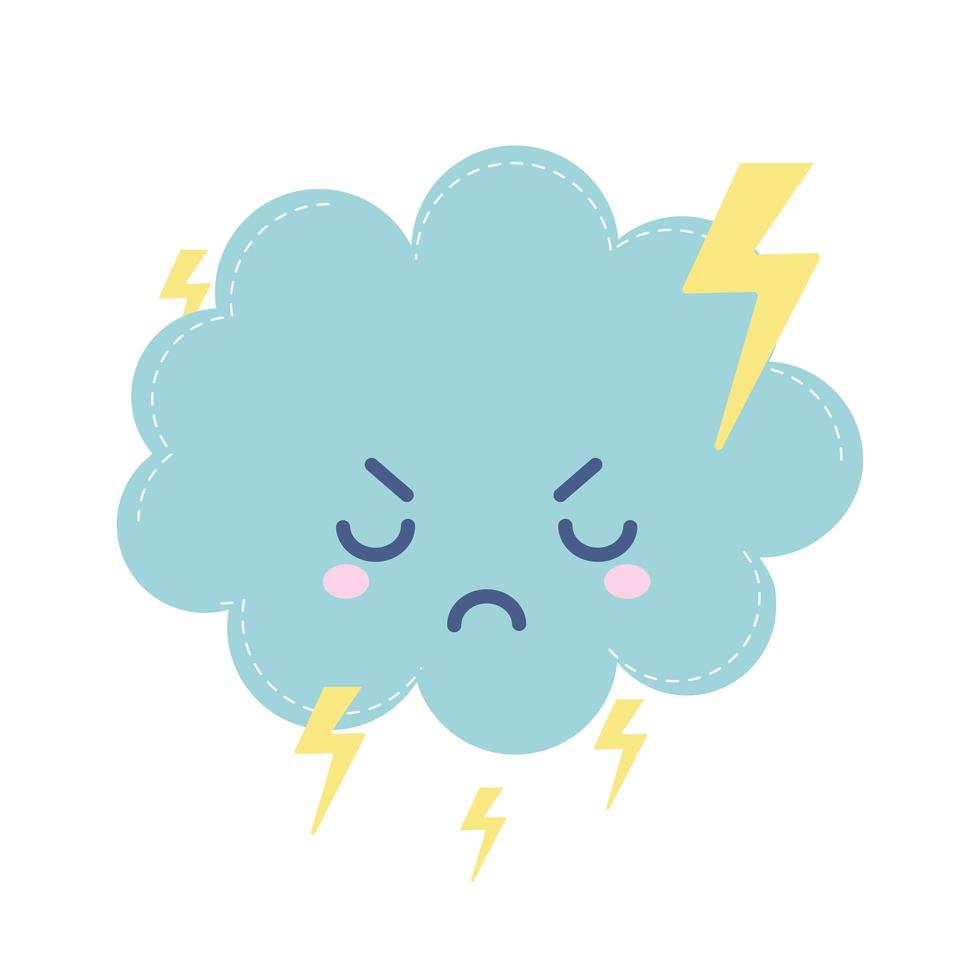 weather icon of a angry cloud with thunders vector