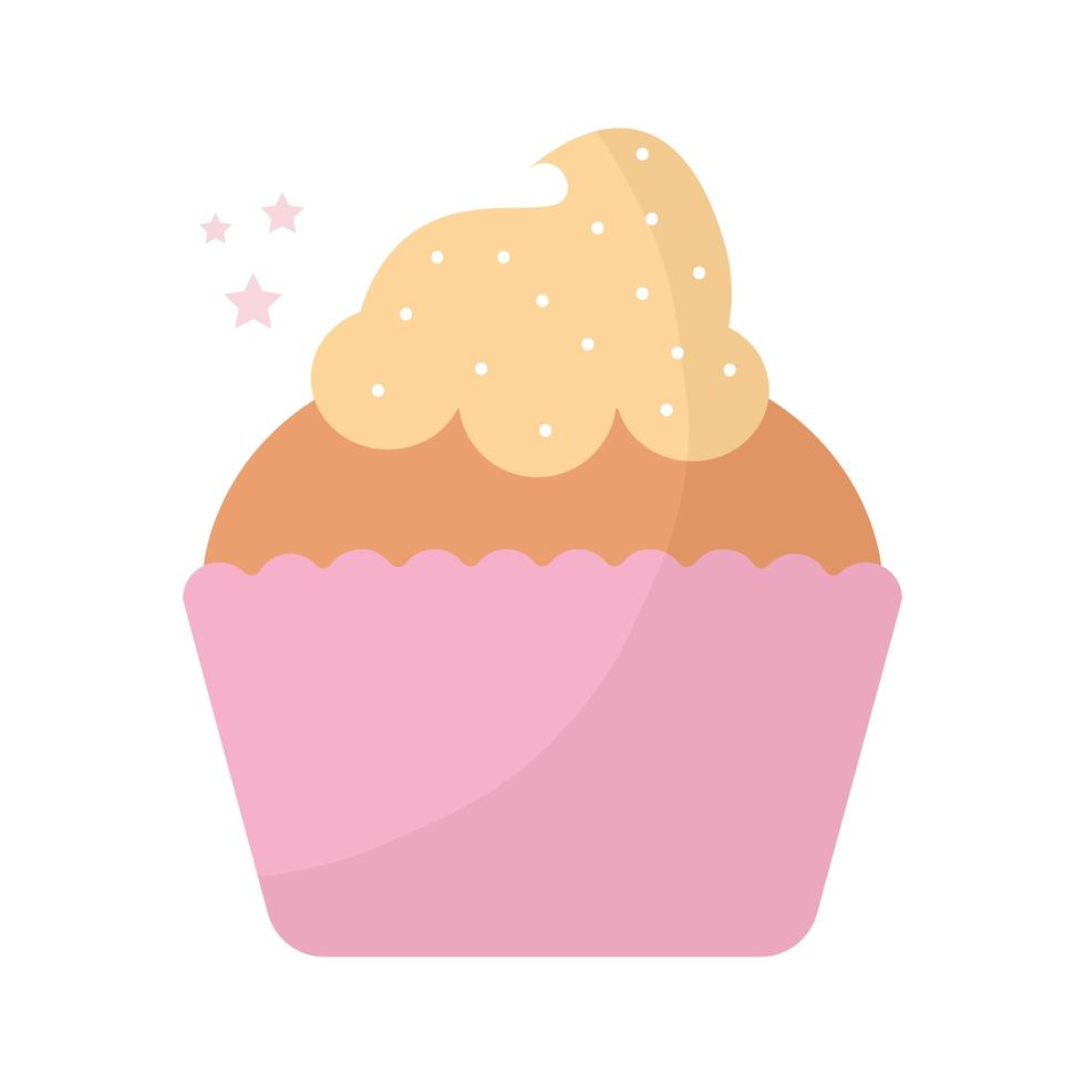 cupcake topped with yellow frosting vector