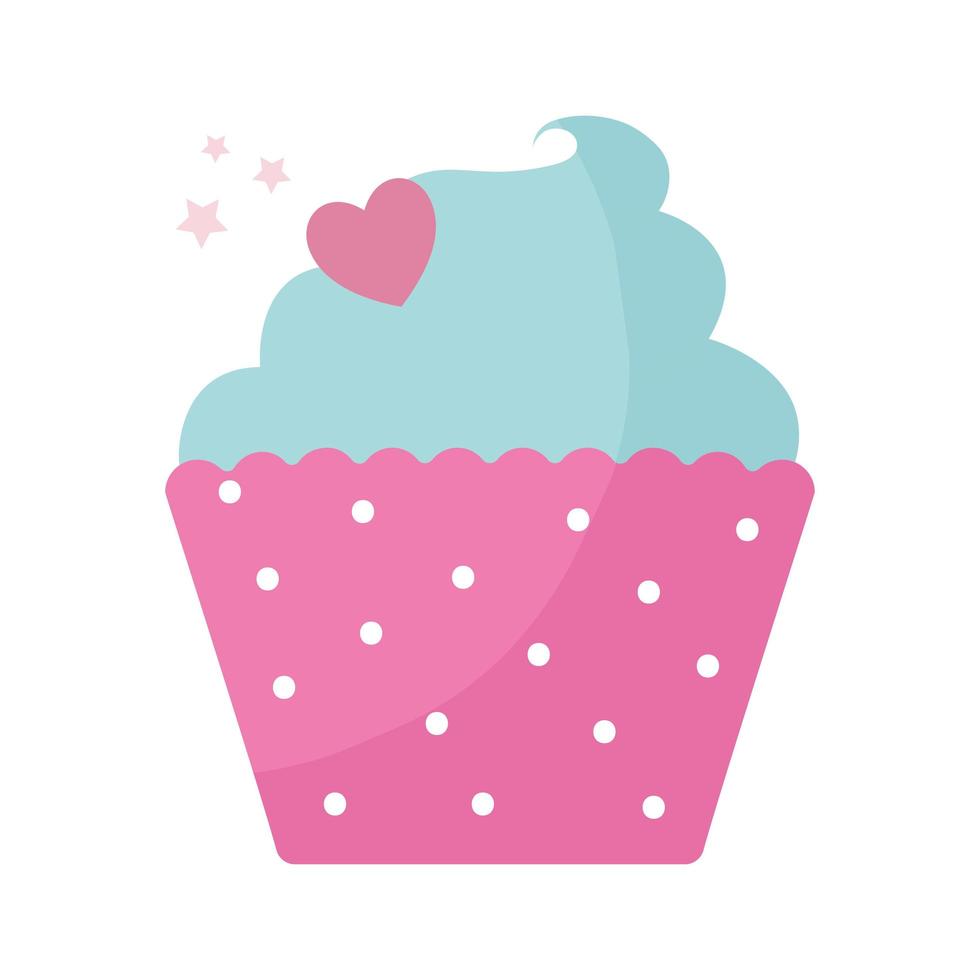 cupcake cubierto con glaseado azul vector