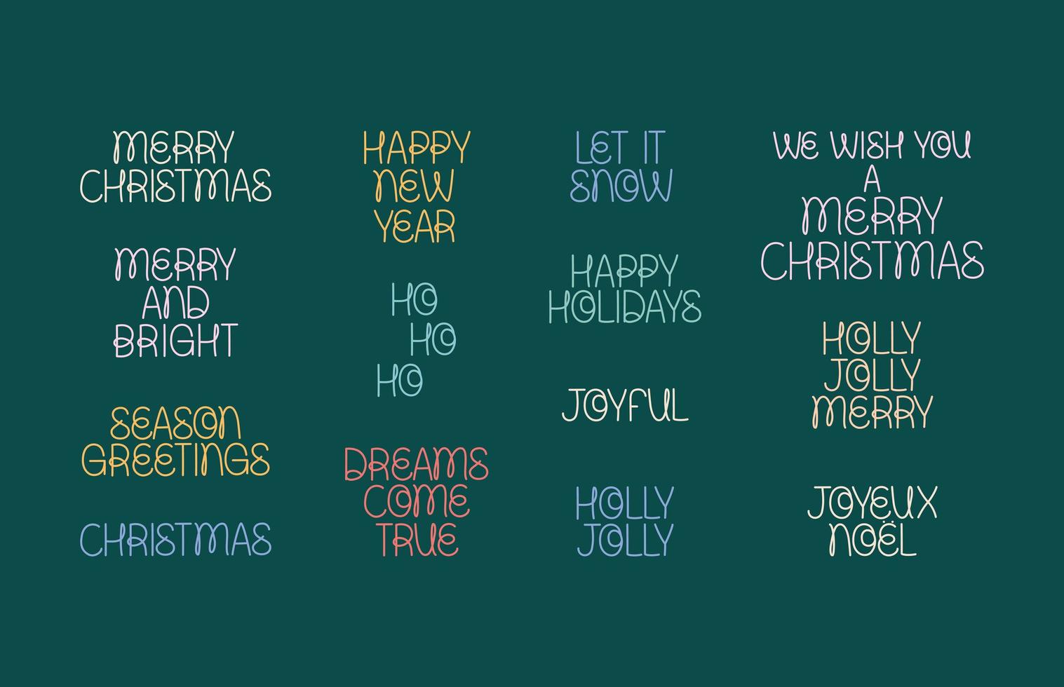 fourteen christams phrases vector