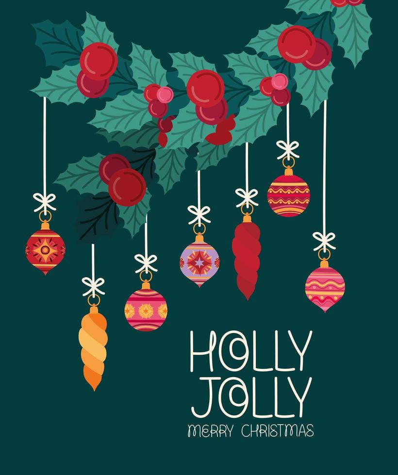 holly jolly card vector