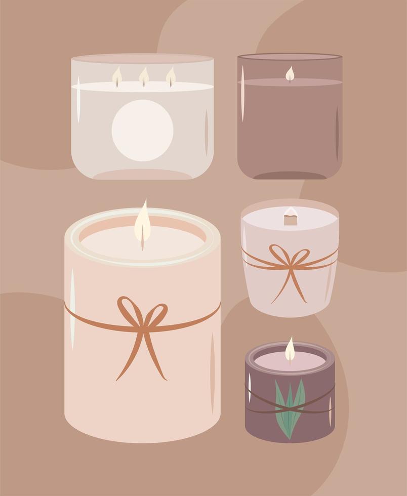 cinco bonitas velas vector