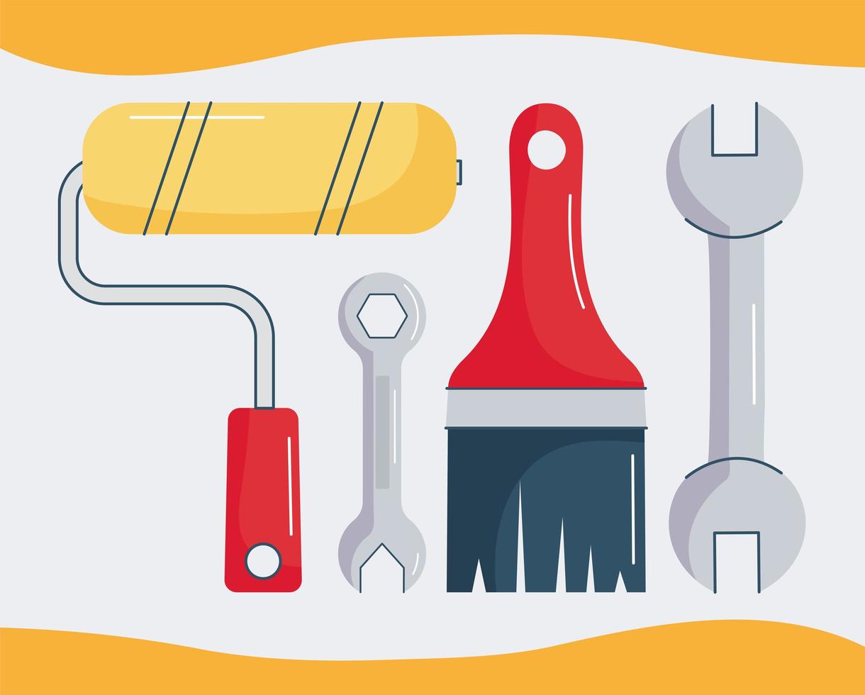 construction tools icons vector