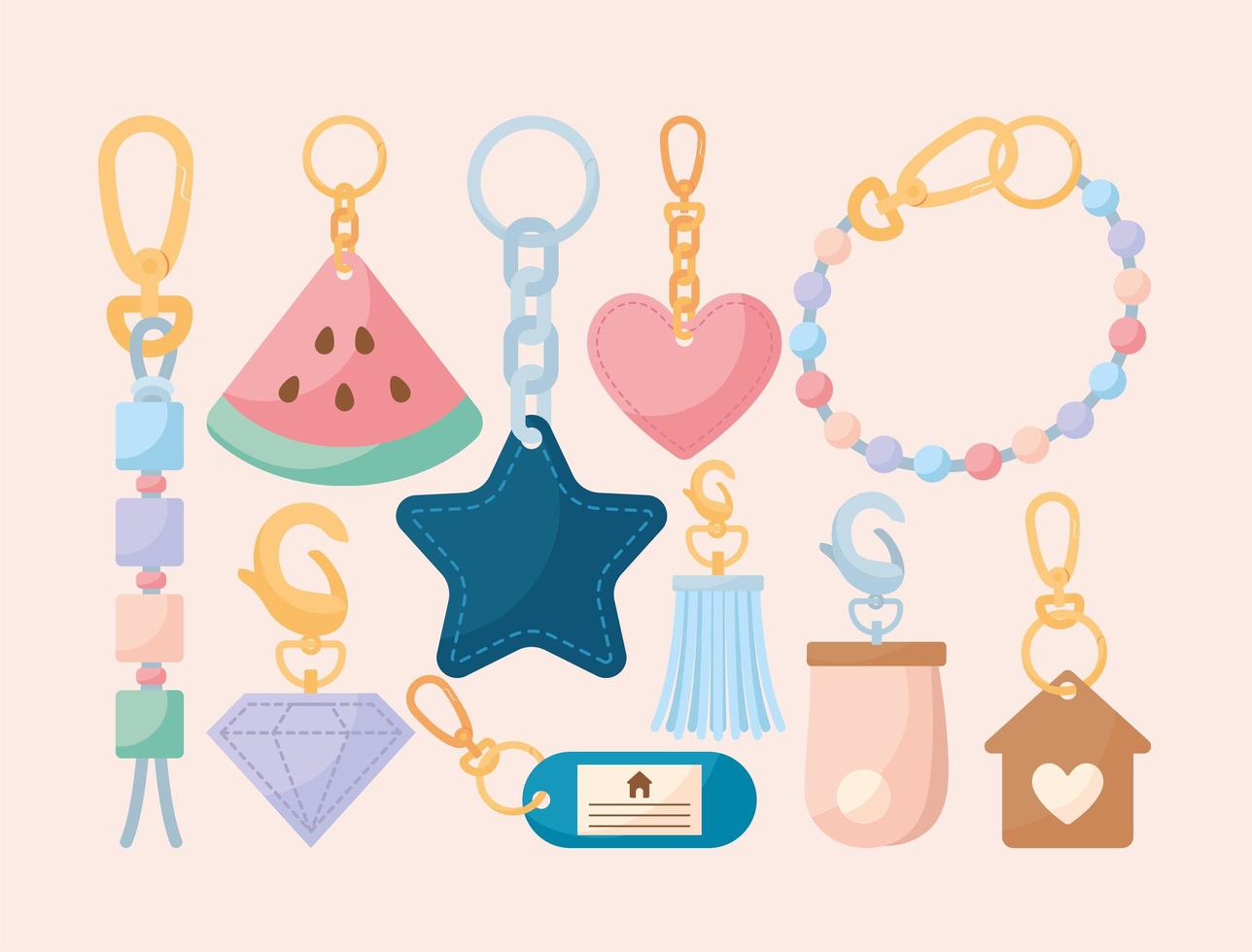 nice keychain items vector
